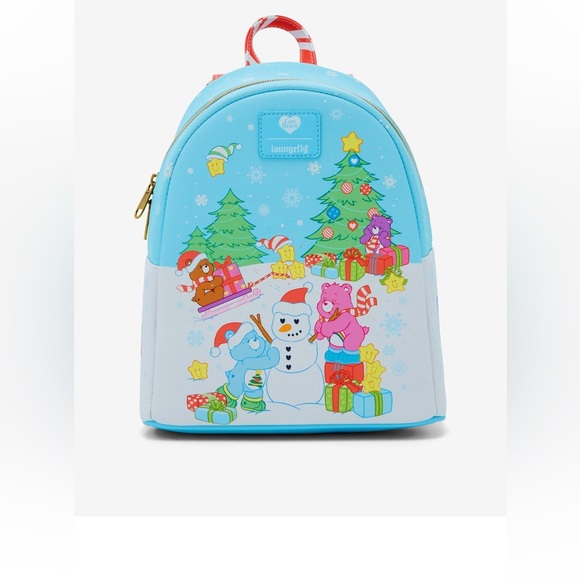 candy cane loungefly mini backpack Care Bears loungefly snow fun candy cane strap mini backpack